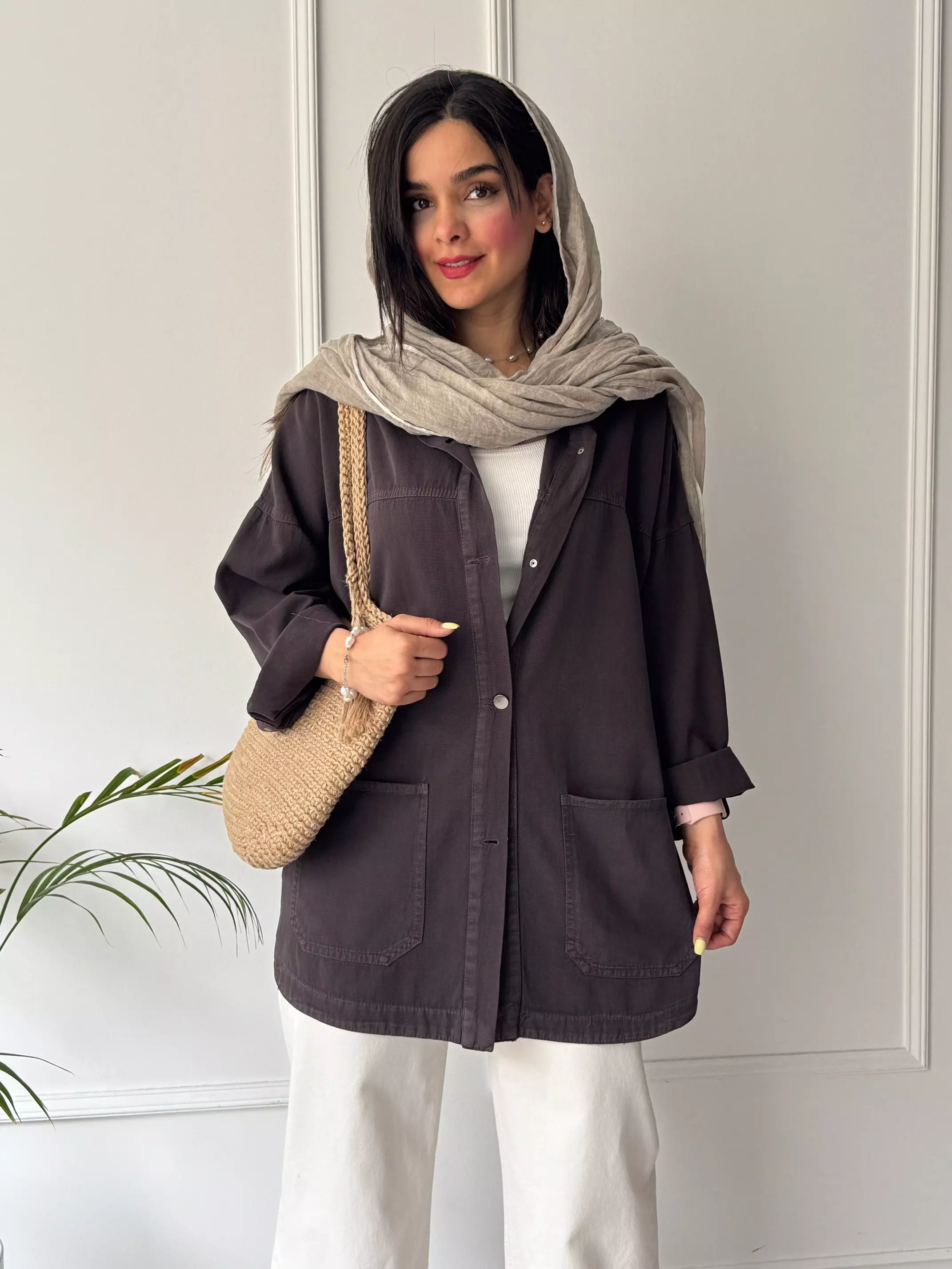 مانتو کتان جیب پایین